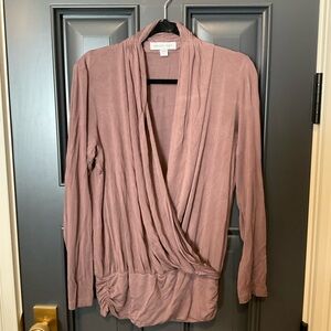 Amour Vert 
Light Brown Draped Jersey Top size L